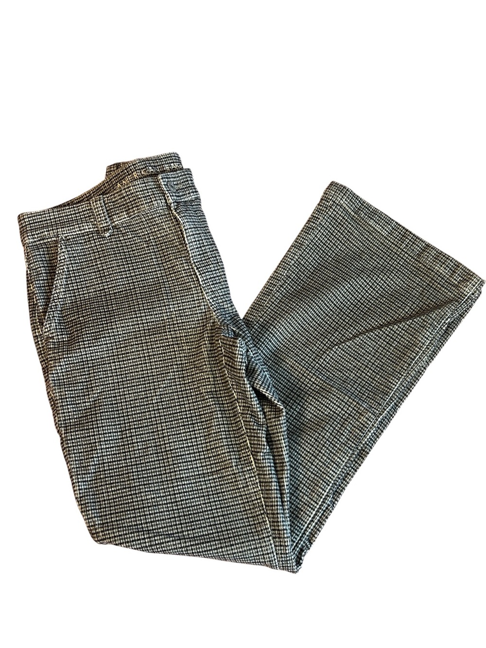 American Eagle stretch corduroy pants Houndstooth Plaid Check bootcut brown sz 6